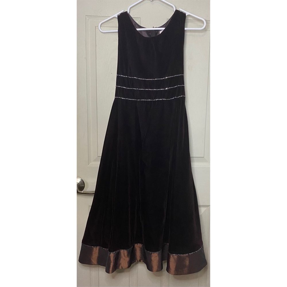Dorissa y2k 2000s brown chocolate velvet formal holiday dress girls 16 embellish